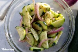 sliced cucumber onion salad