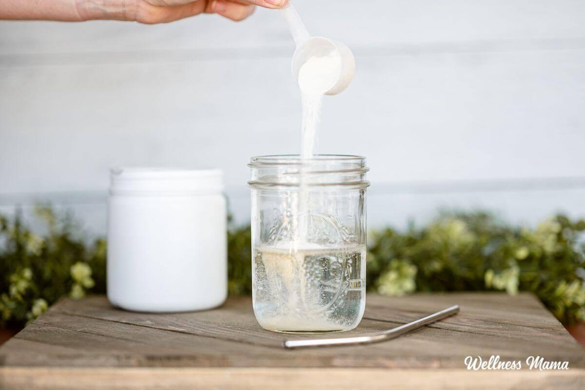 marine collagen poured into drink